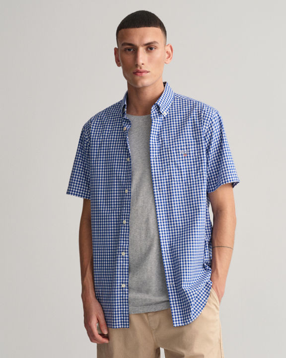 Regular Fit Broadcloth Gingham Short Sleeve Shirt