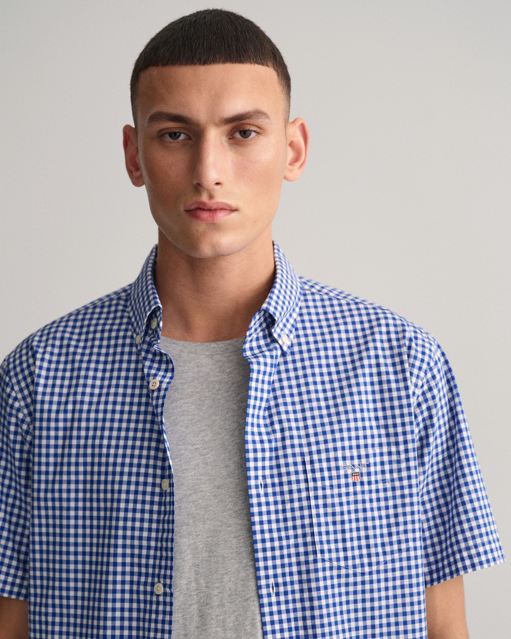 Regular Fit Broadcloth Gingham Short Sleeve Shirt