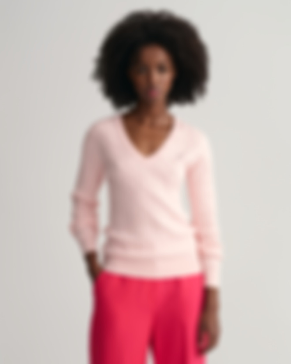 Stretch Cotton Cable V-Neck Sweater