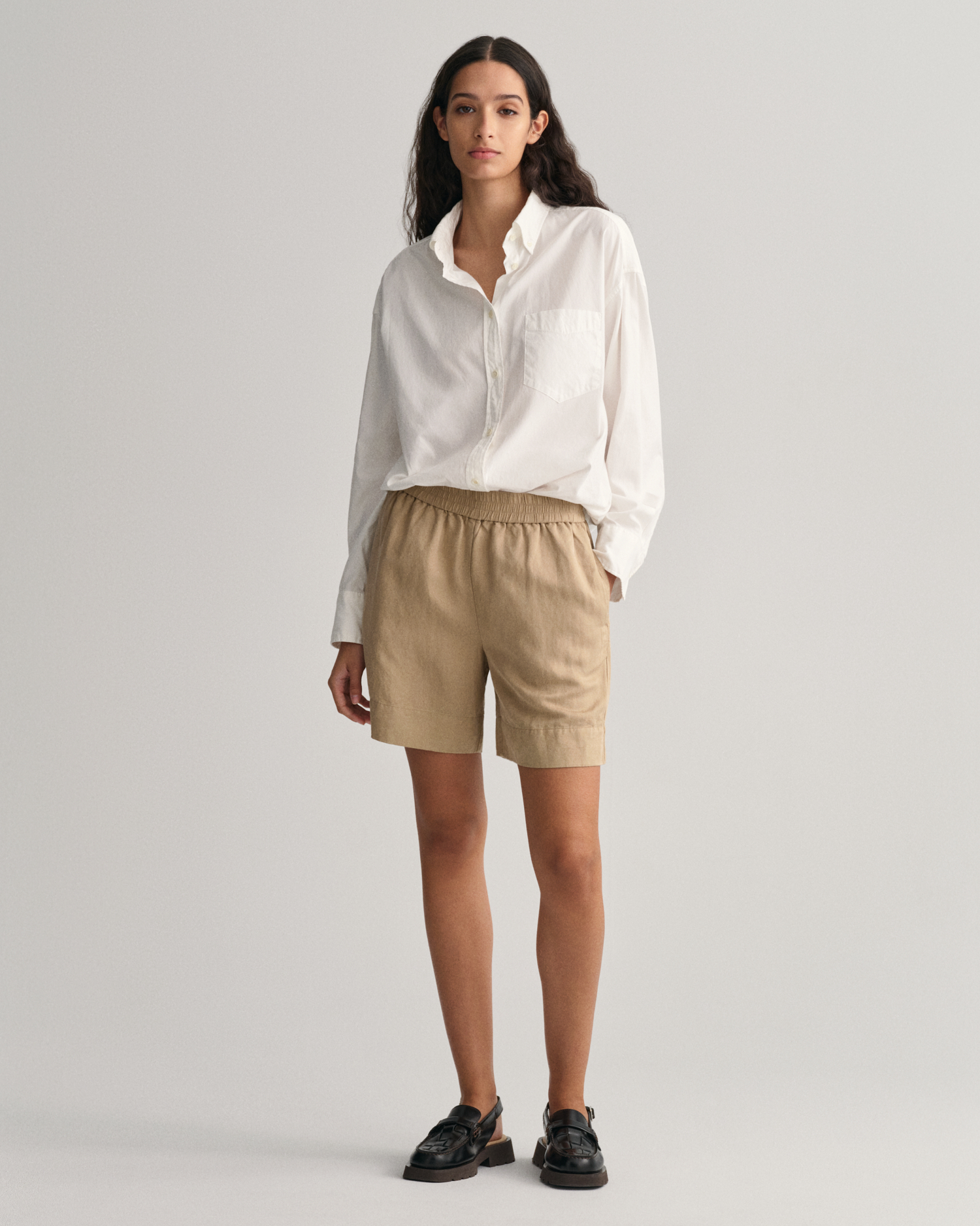 Pull-On Shorts i Lin- og Viskoseblanding