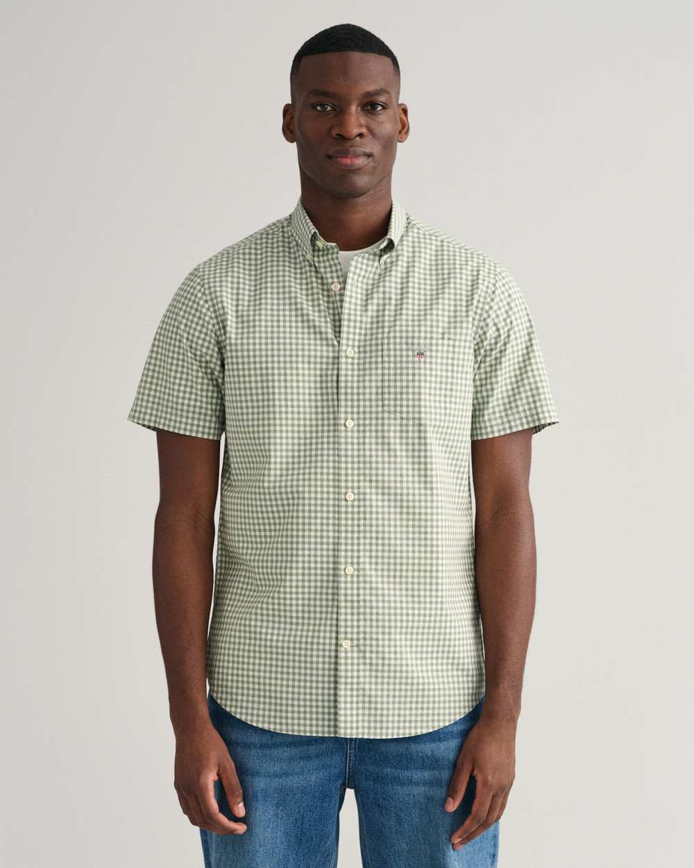 Regular Fit Broadcloth Gingham Short Sleeve Shirt