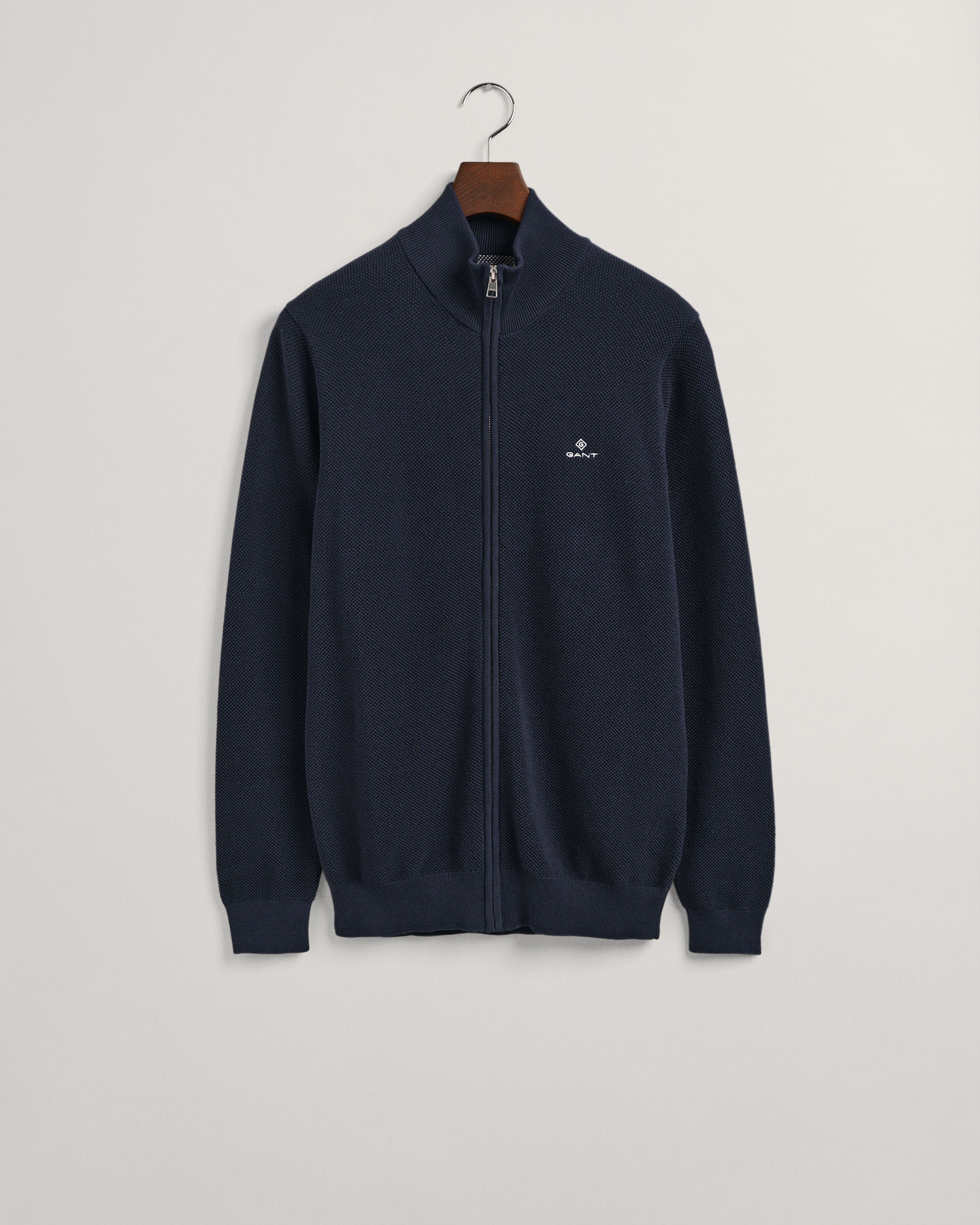 Cotton Piqué Half-Zip Cardigan