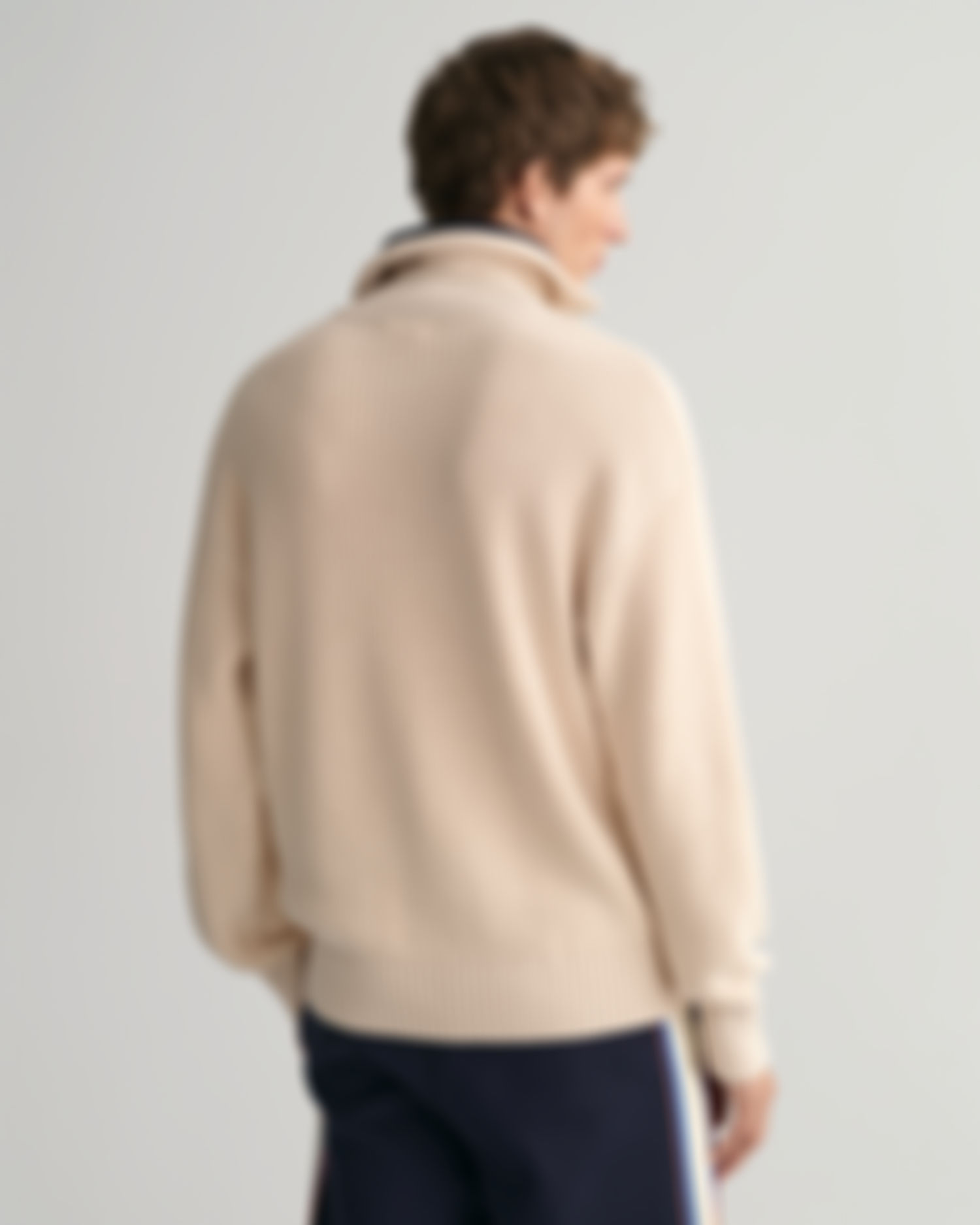 Ribbestrikket Genser med Half-Zip