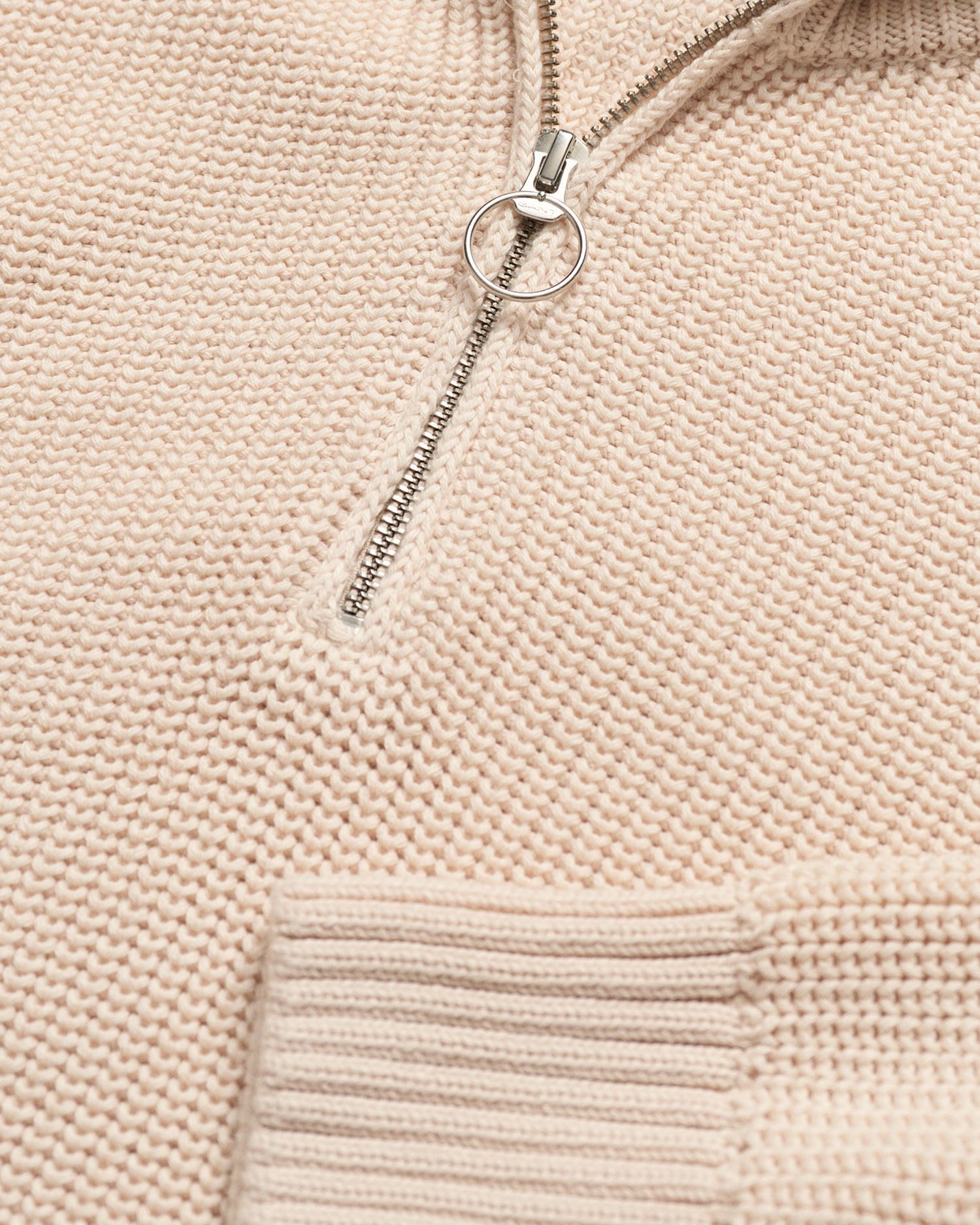 Ribbestrikket Genser med Half-Zip