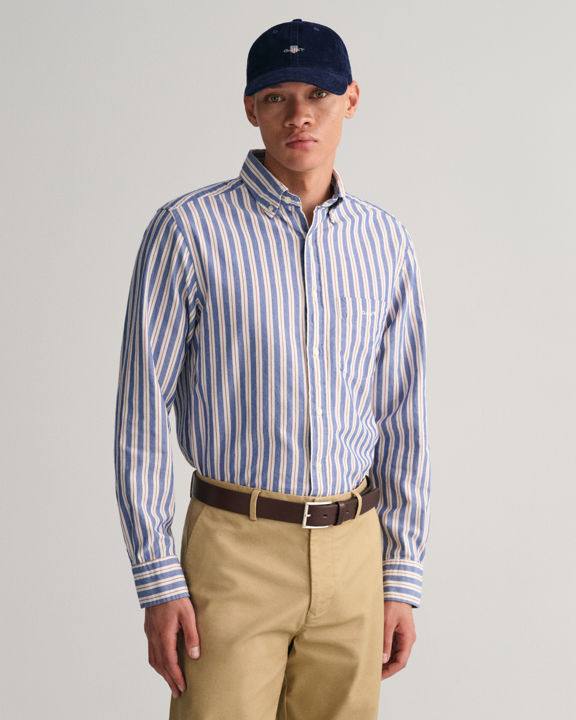 Regular Fit Striped Archive Oxford skjorte 