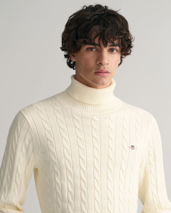 Cotton Cable Strikket Turtleneck-genser 