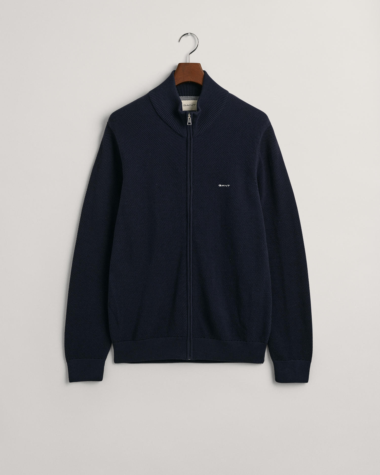 COTTON PIQUE ZIP CARDIGAN