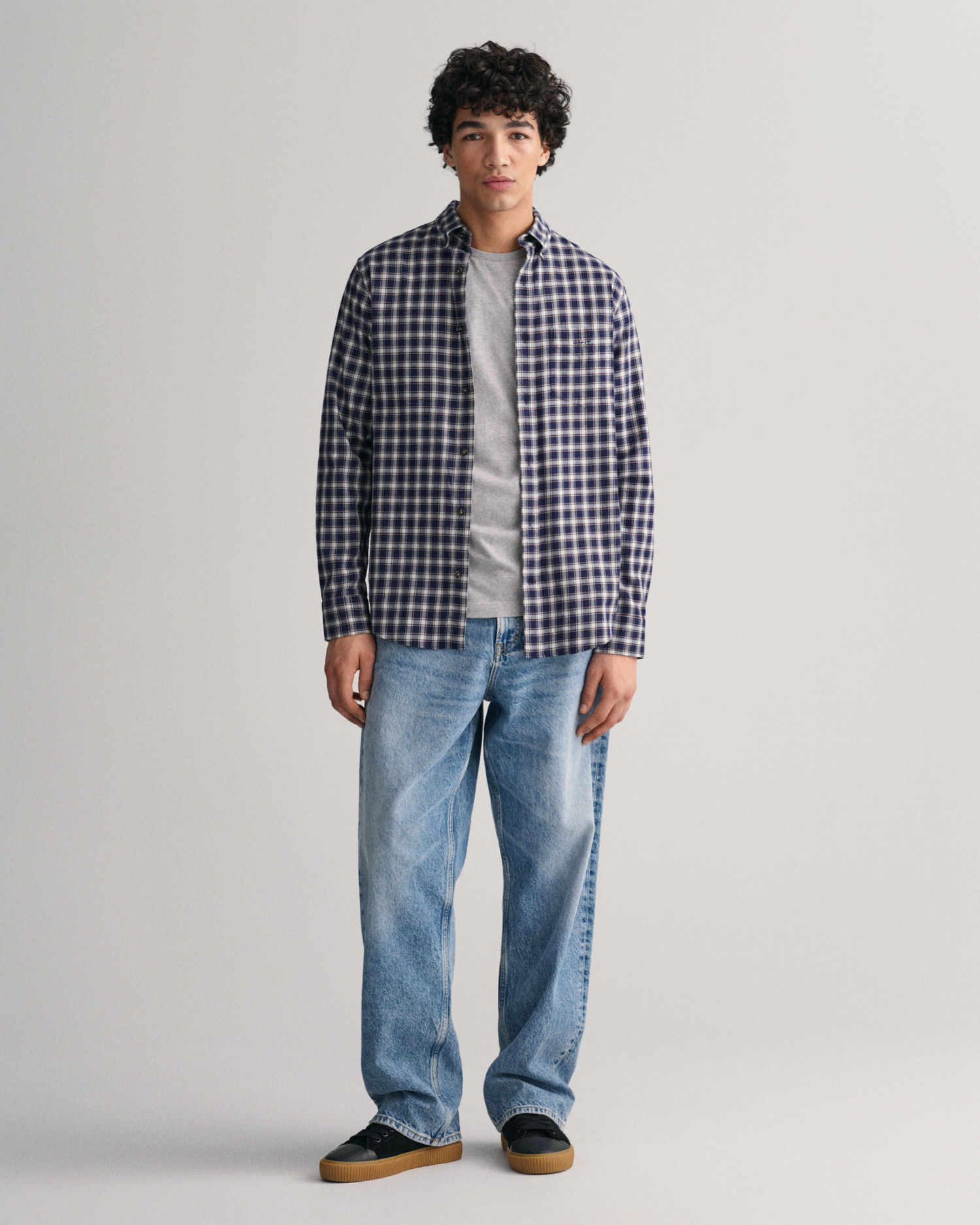 Regular Fit Micro Tartan Flanell Shirt 