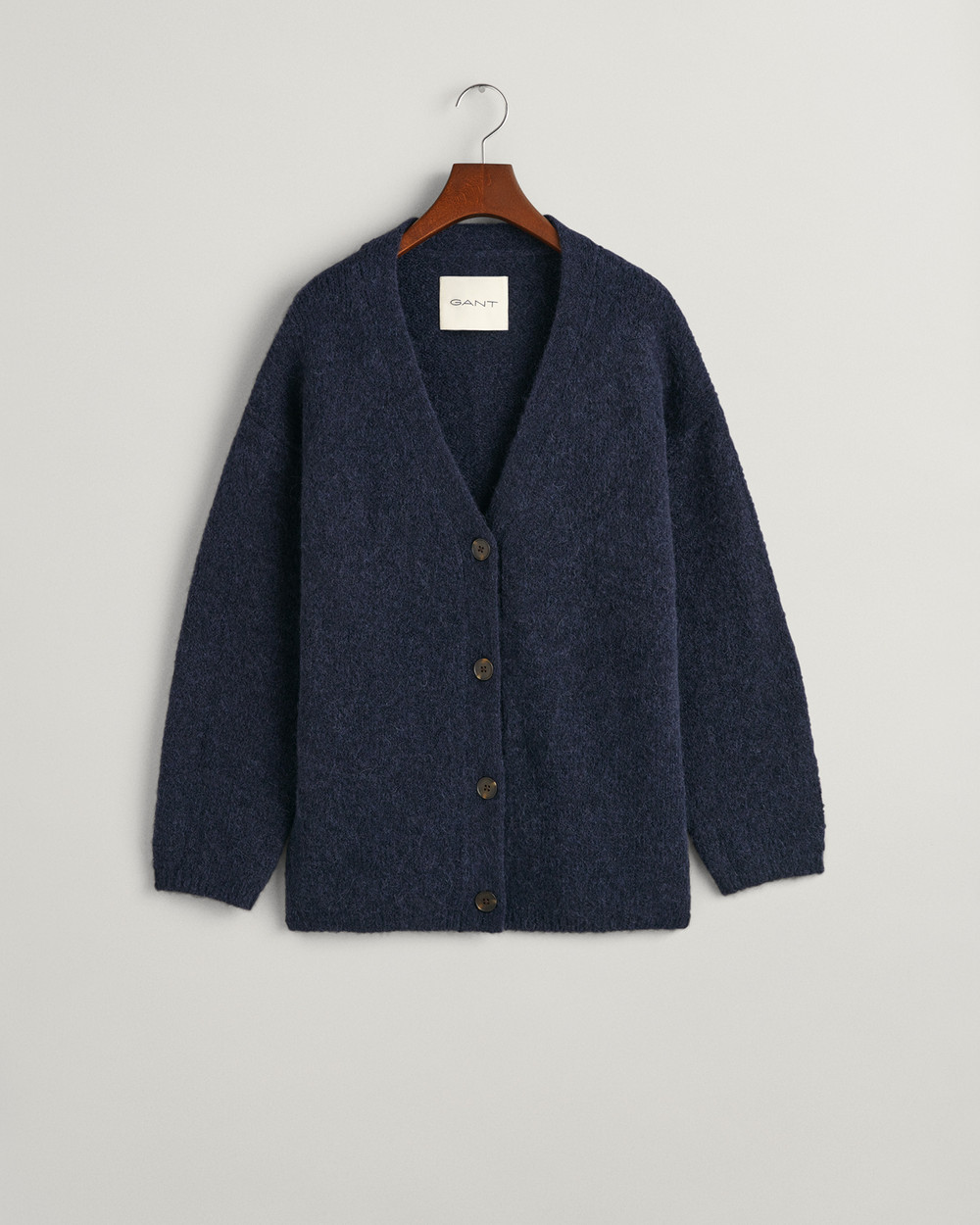 <p>Hårete teksturerte cardigan med V-hals </p>