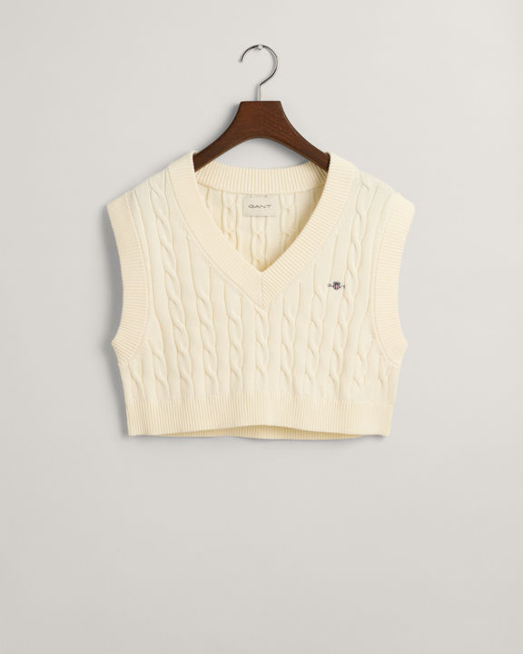 Cropped Cable Knit Vest