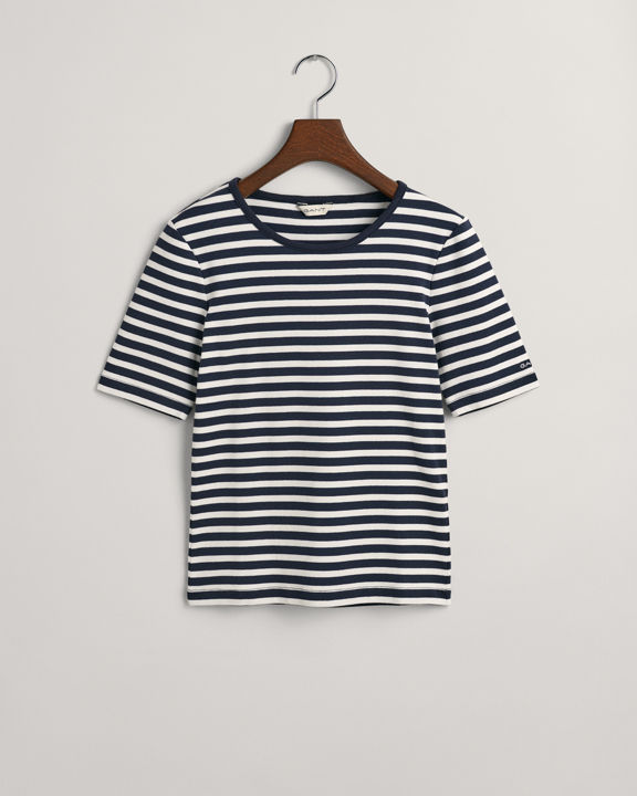 Ribbestrikket t-skjorte med striper