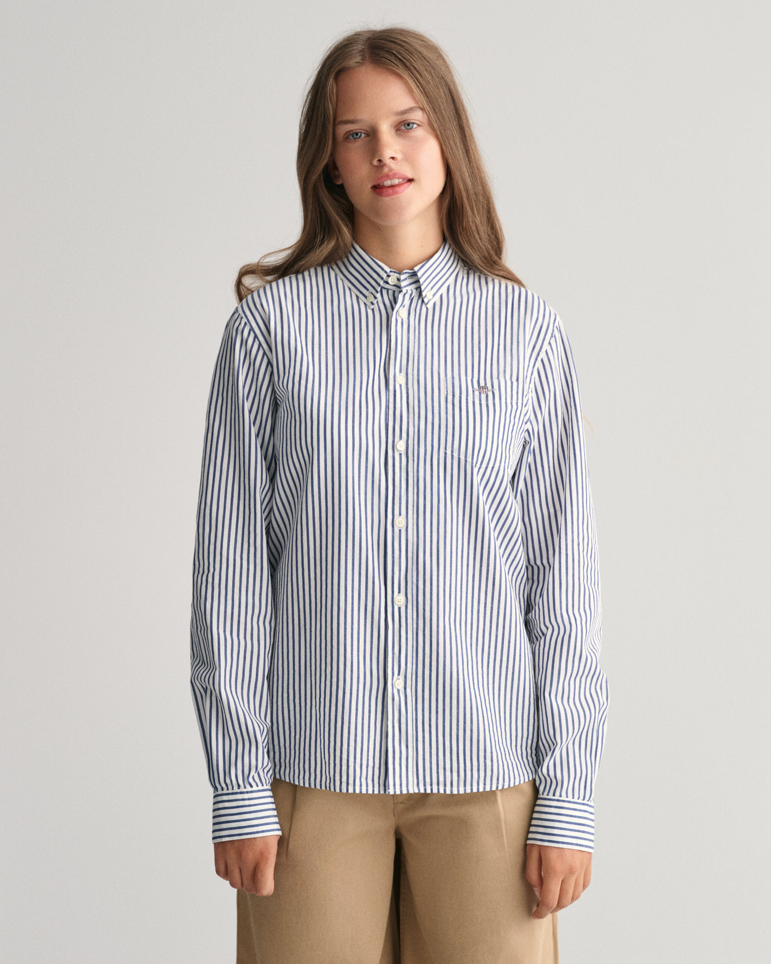 Teens Shield Striped Poplin skjorte