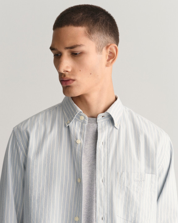 Regular Fit Striped Archive Oxford skjorte