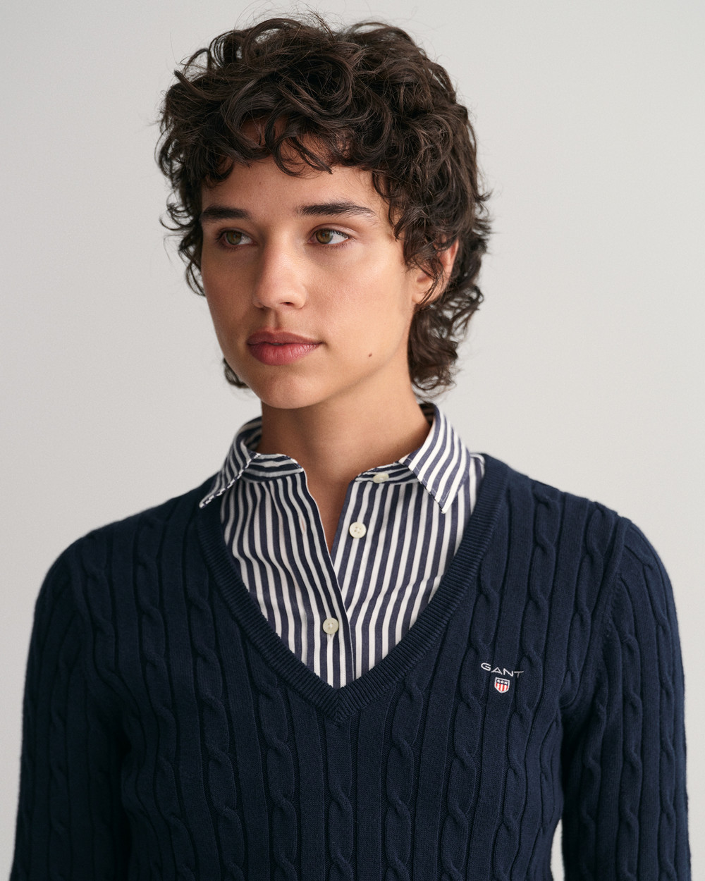 Gant Jersey de punto de ochos con cuello de pico en algodón elástico Black Frida