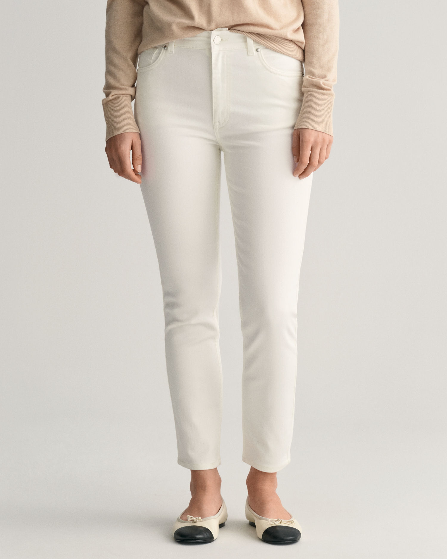 Slim Fit Cropped White Jeans