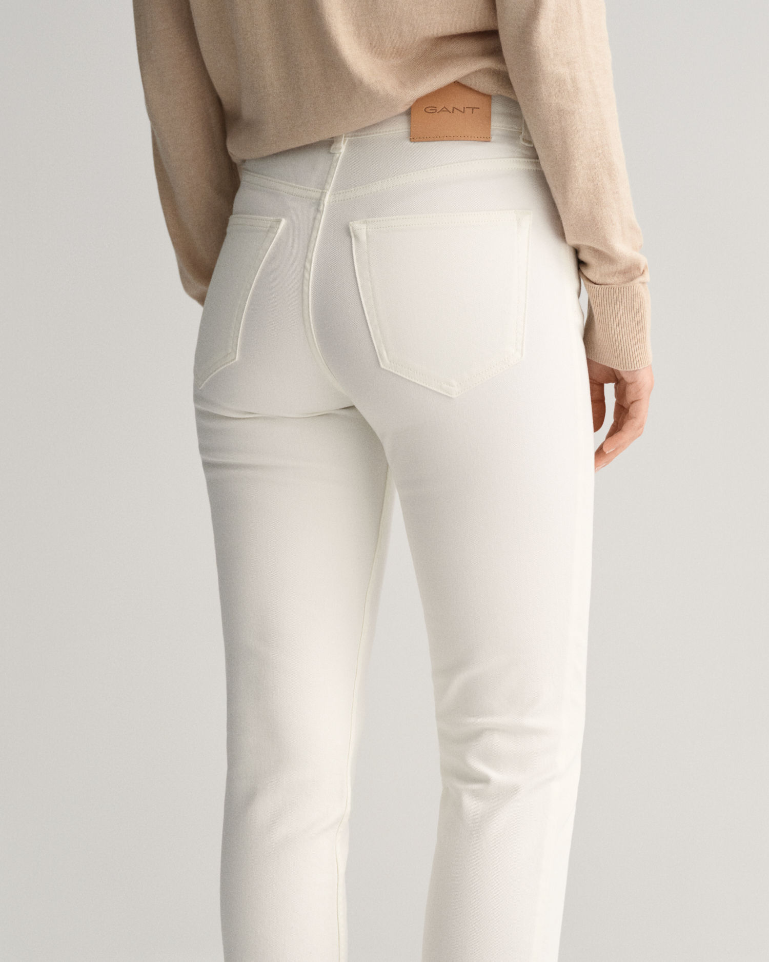 Slim Fit Cropped White Jeans