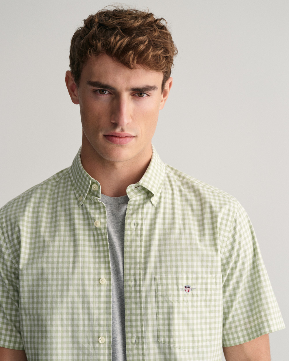 Regular Fit Gingham Poplin kortermet skjorte