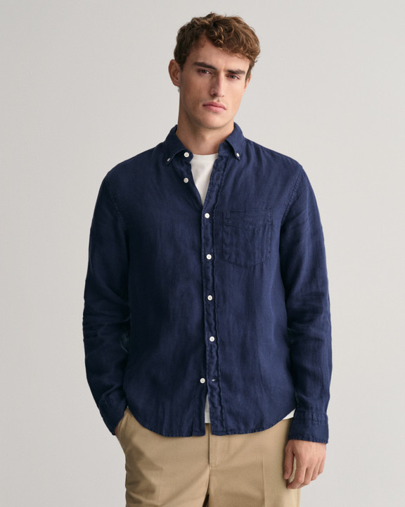 Regular Fit Garment-Dyed Linen Shirt