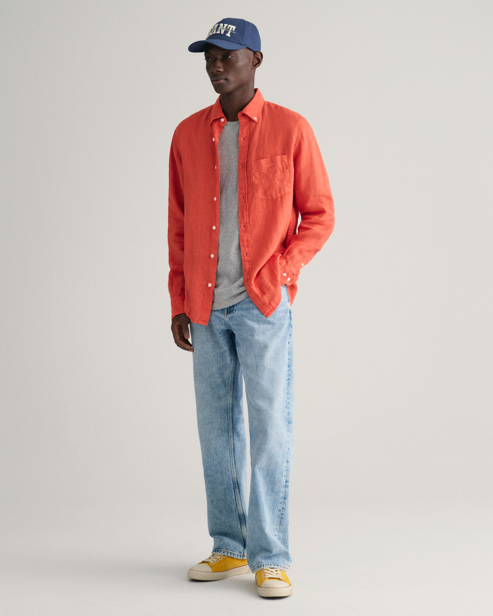 Regular Fit Garment-Dyed Linen Shirt