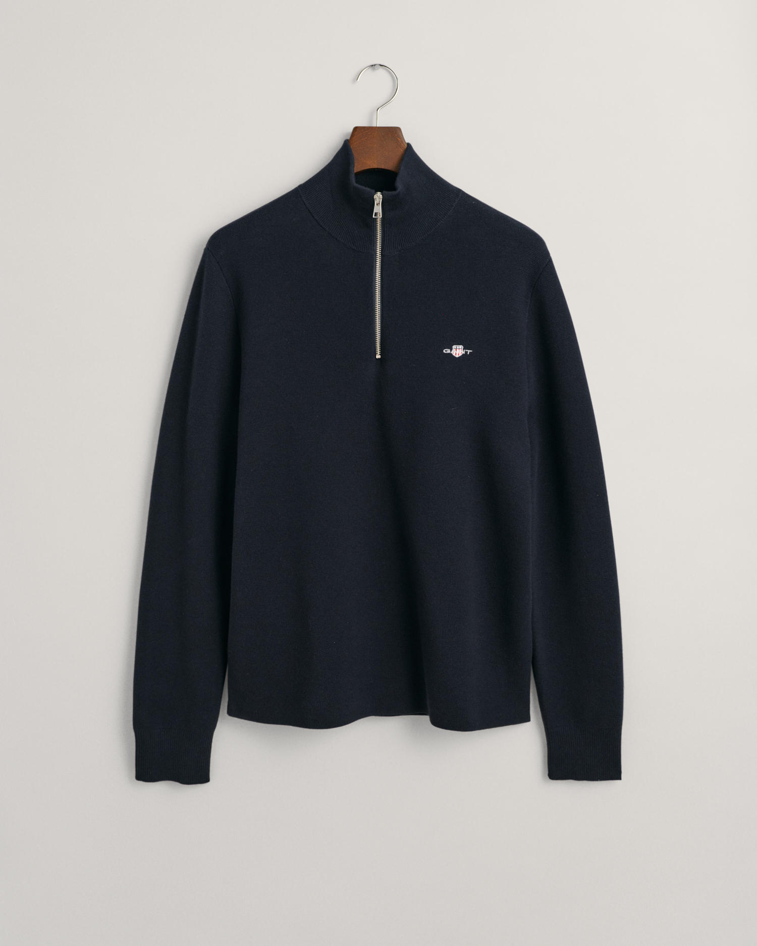 Strikket bomullsgenser med half zip 