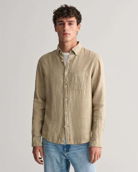 Regular Fit Garment-Dyed Linen Shirt