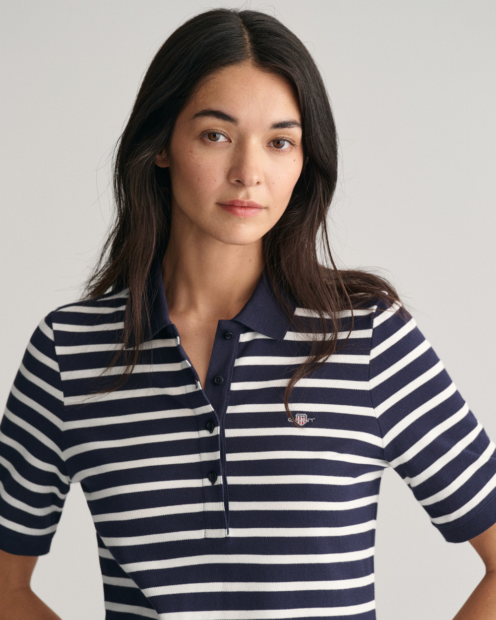 Striped Shield Piqué Polo Dress