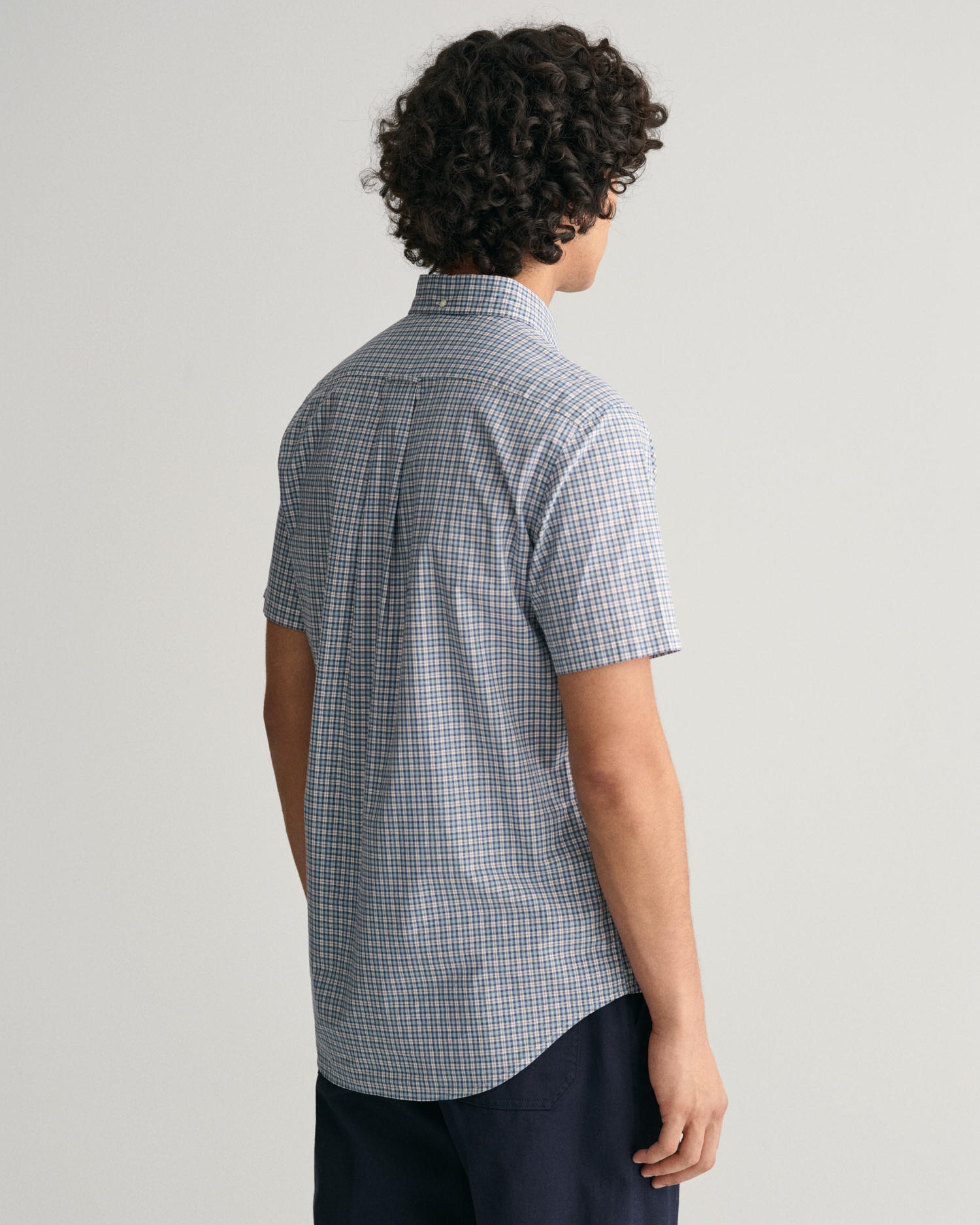 Regular Fit Micro Checked Poplin kortermet skjorte