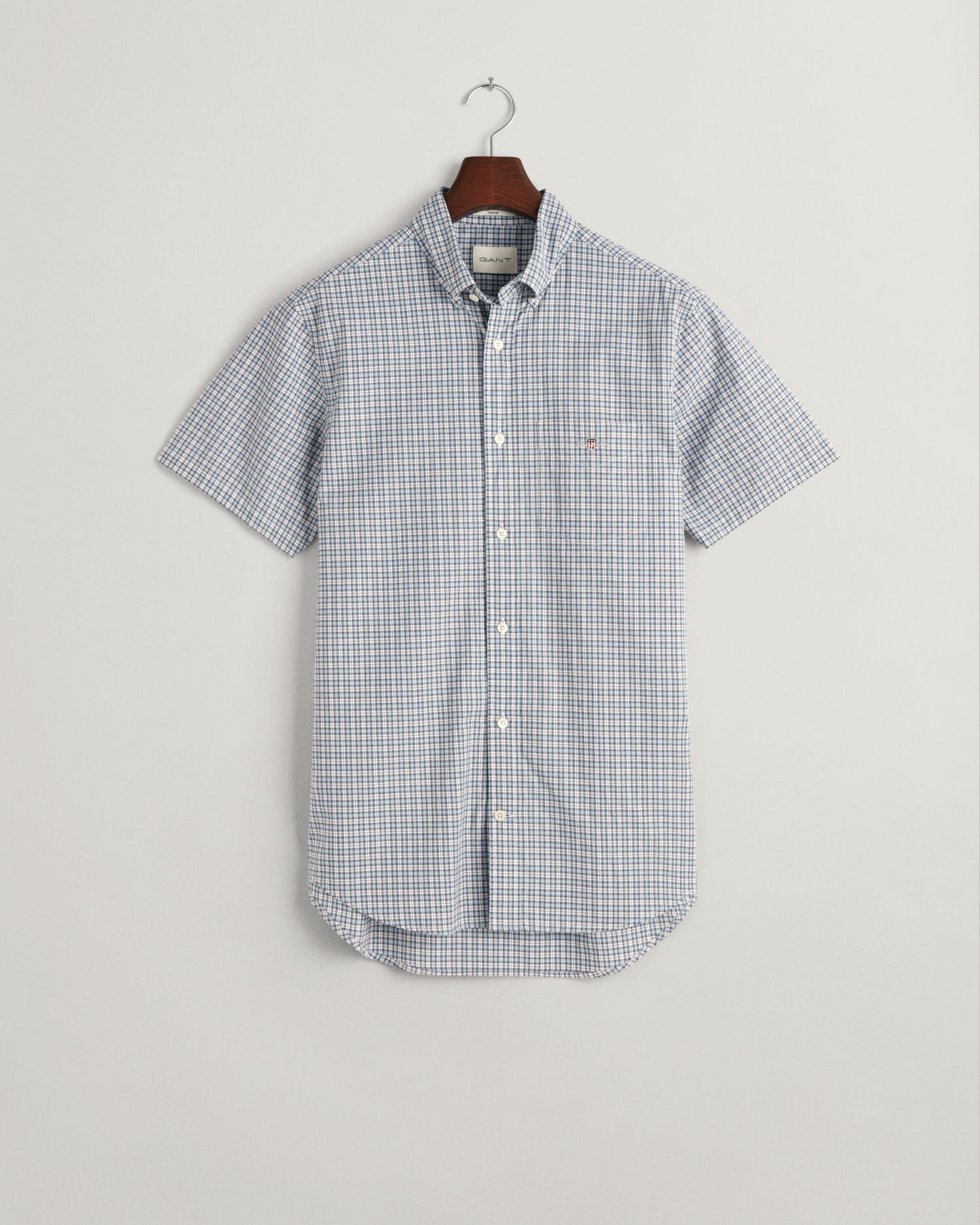 Regular Fit Micro Checked Poplin kortermet skjorte