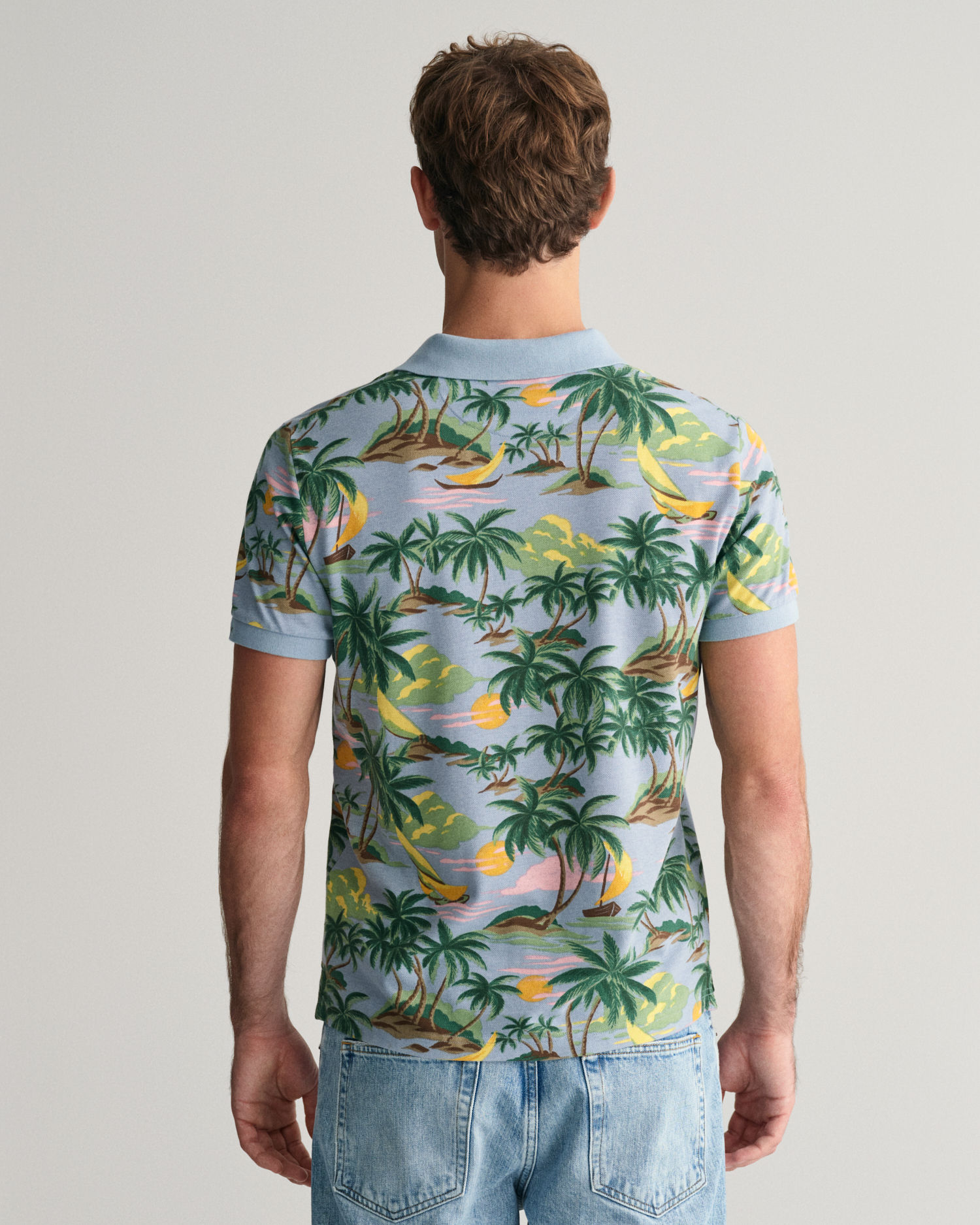 Poloskjorte med hawaiisk trykk