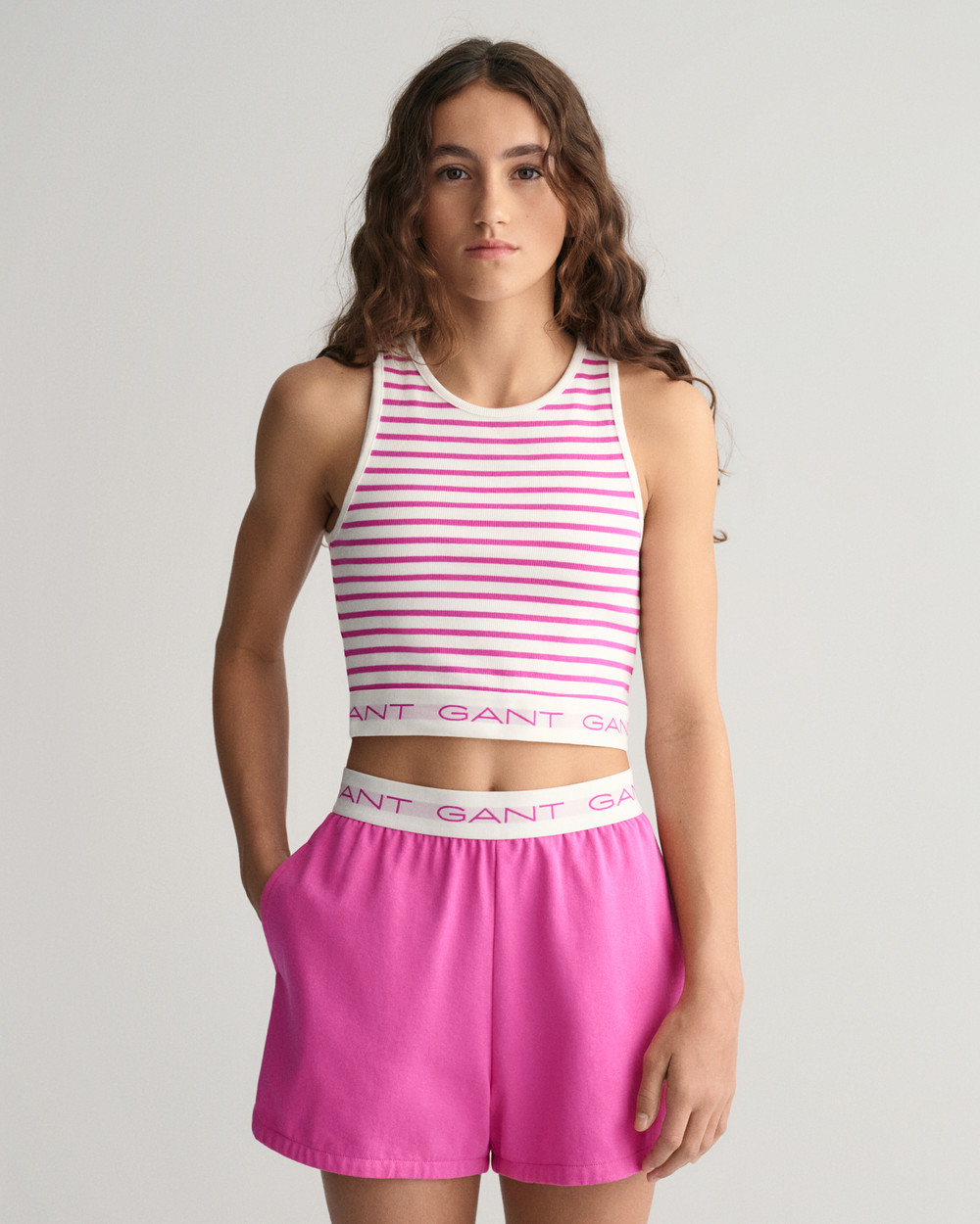 Teen Girls Striped Rib Tank Top