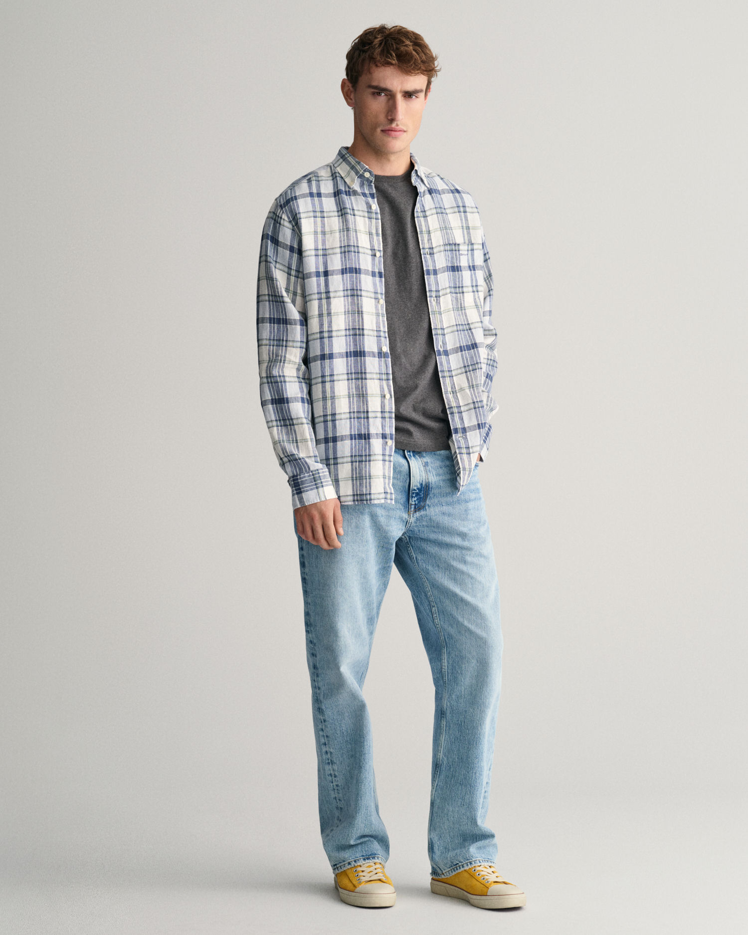 Regular Fit Madras Linen Shirt