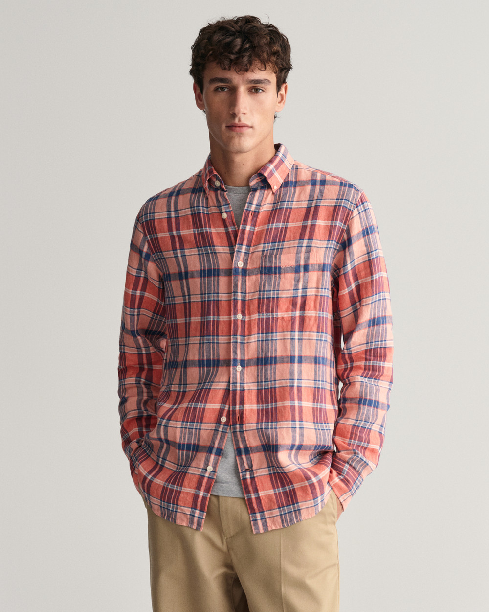 Regular Fit Madras Linen Shirt