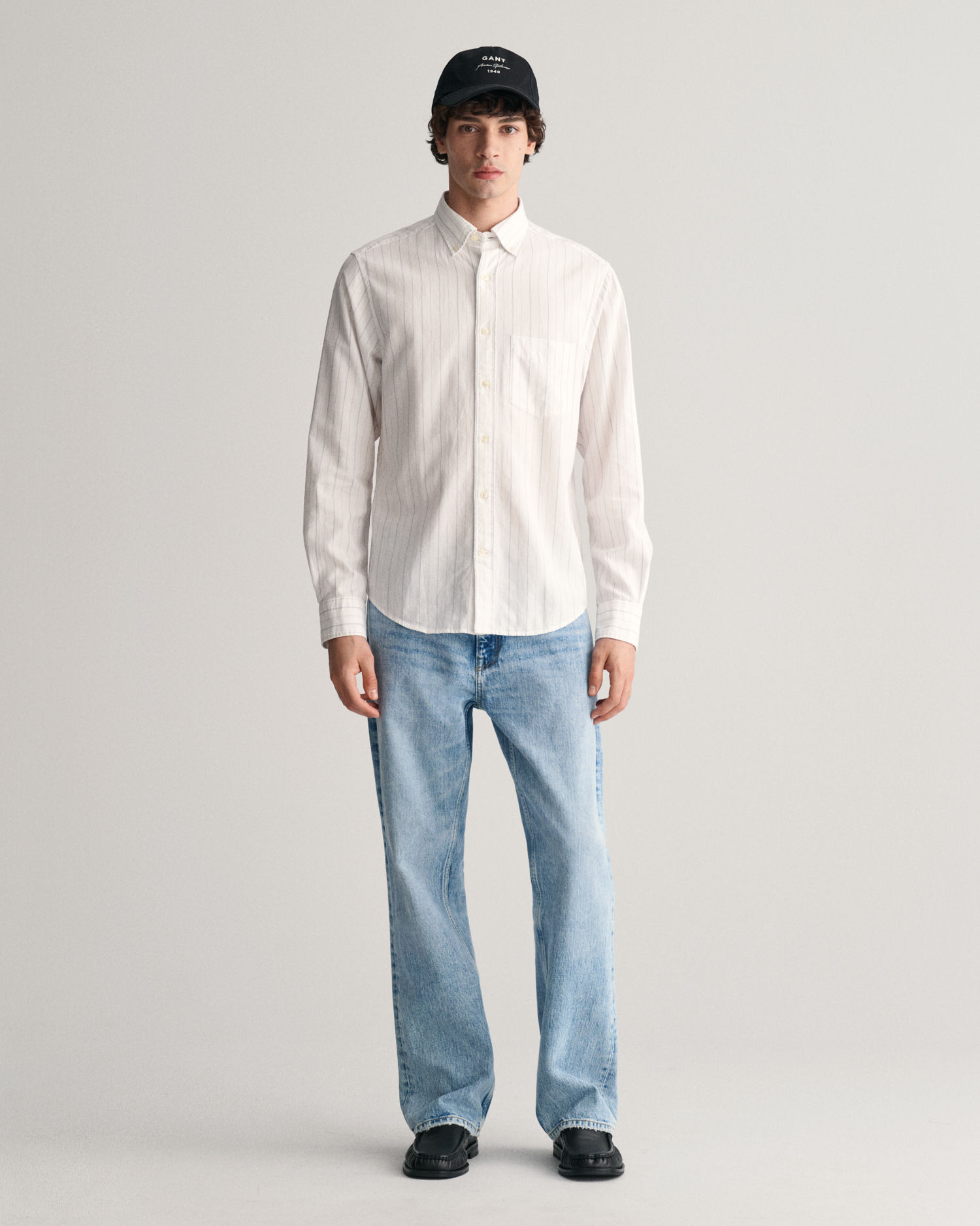 Regular Fit Striped Archive Oxford skjorte