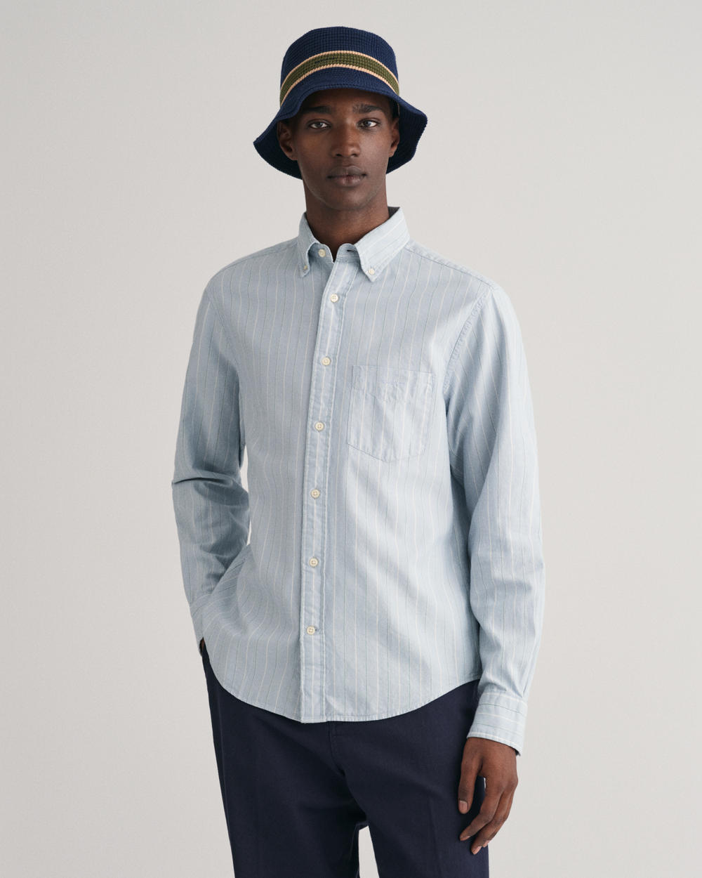 Regular Fit Striped Archive Oxford skjorte