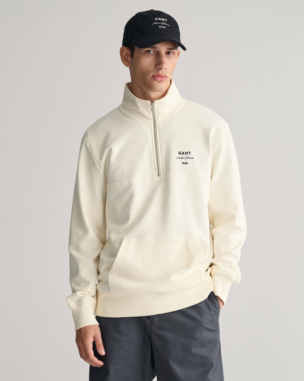 GANT Script collegegenser med half-zip