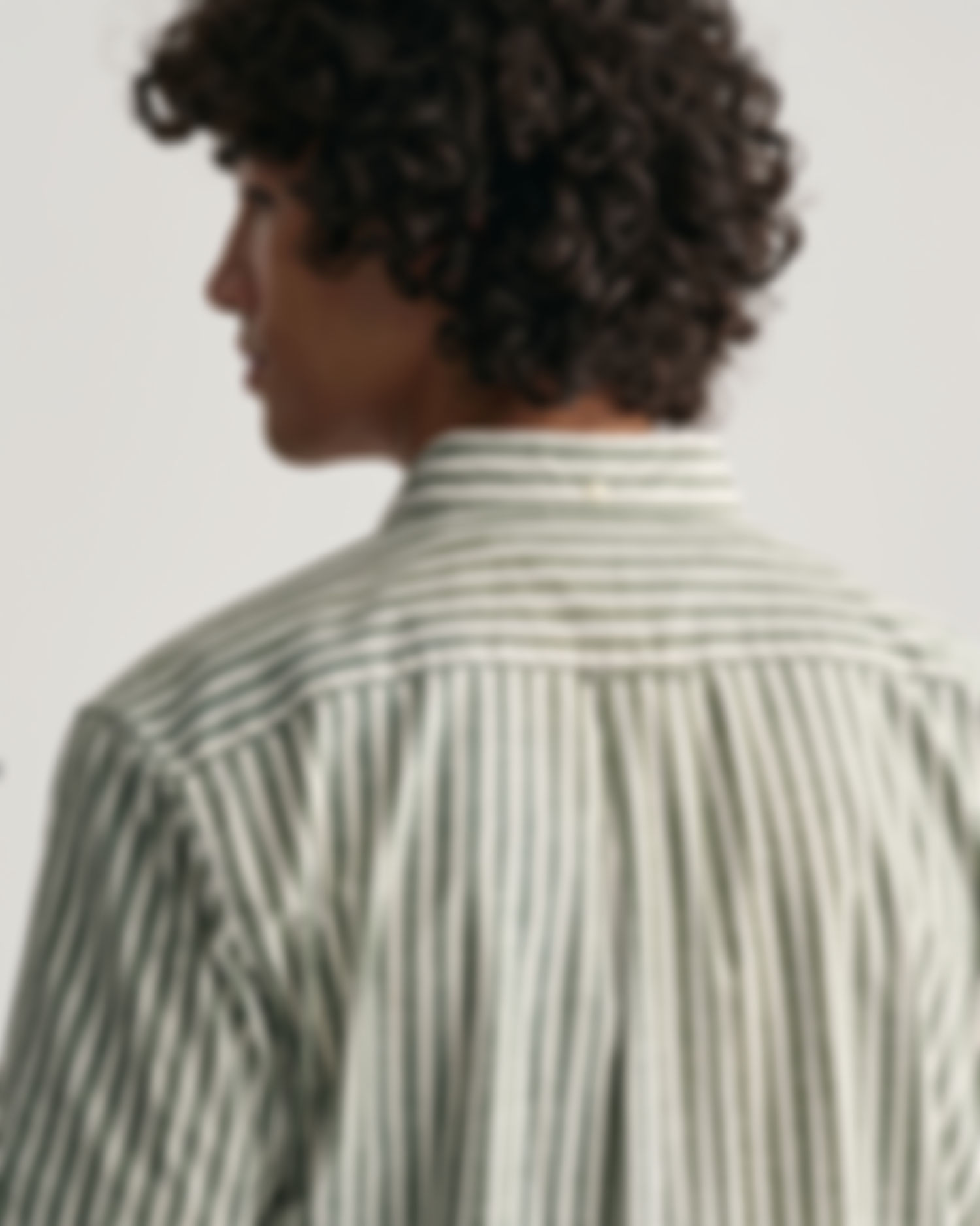 Regular Fit stripete bomullslin kortermet skjorte