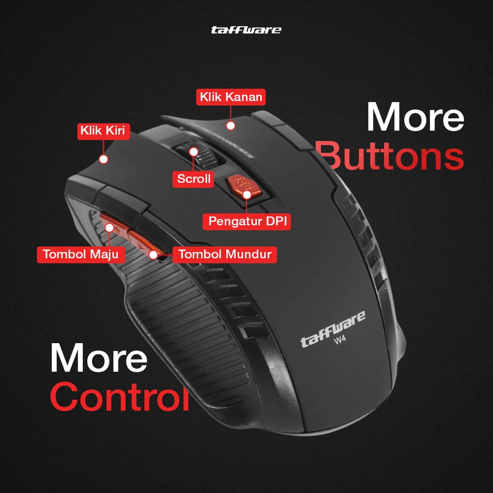 Taffware Mouse Gaming Wireless Optical