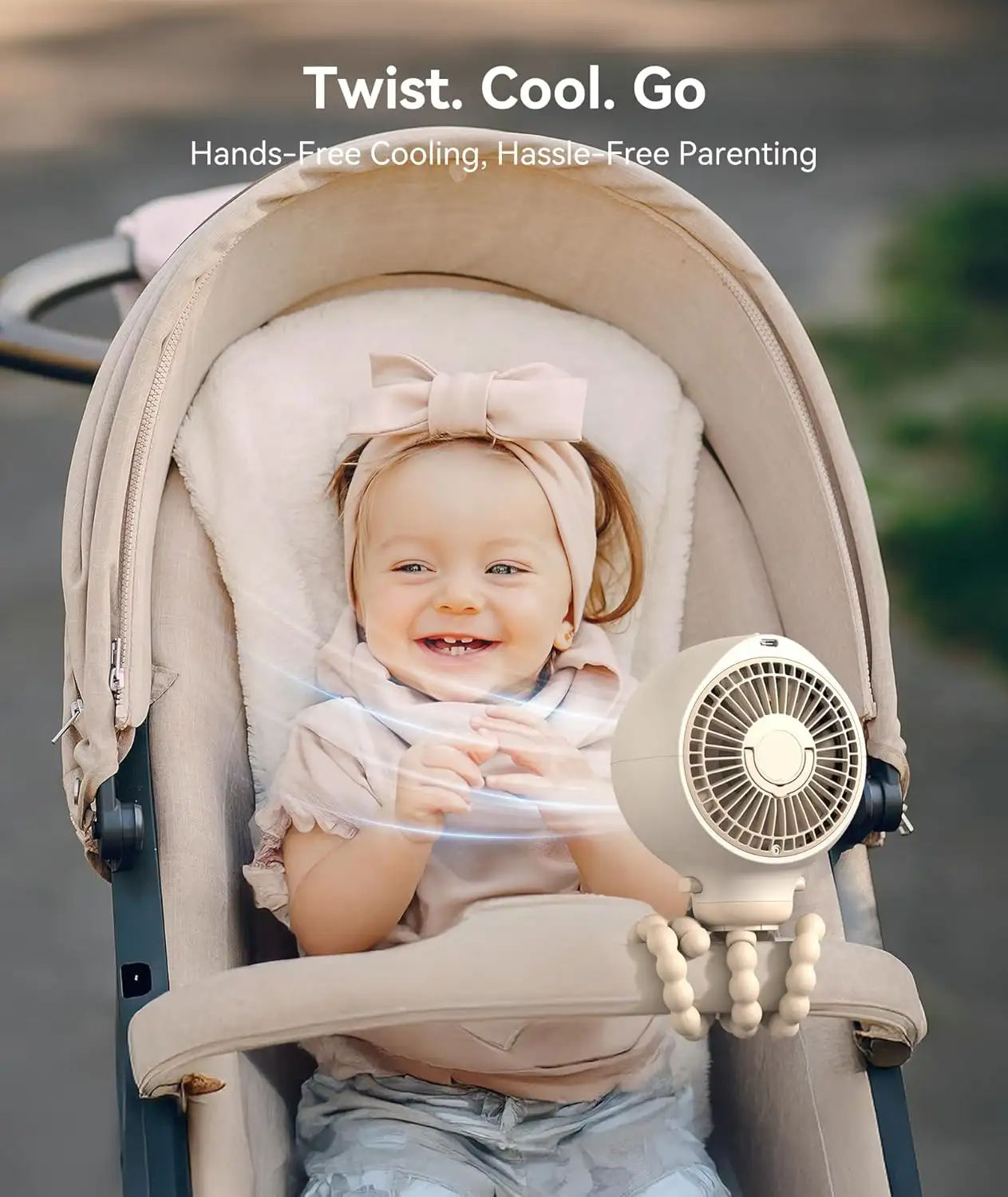 Dreamegg Portable Baby Pram Fan with Smart Display image 2
