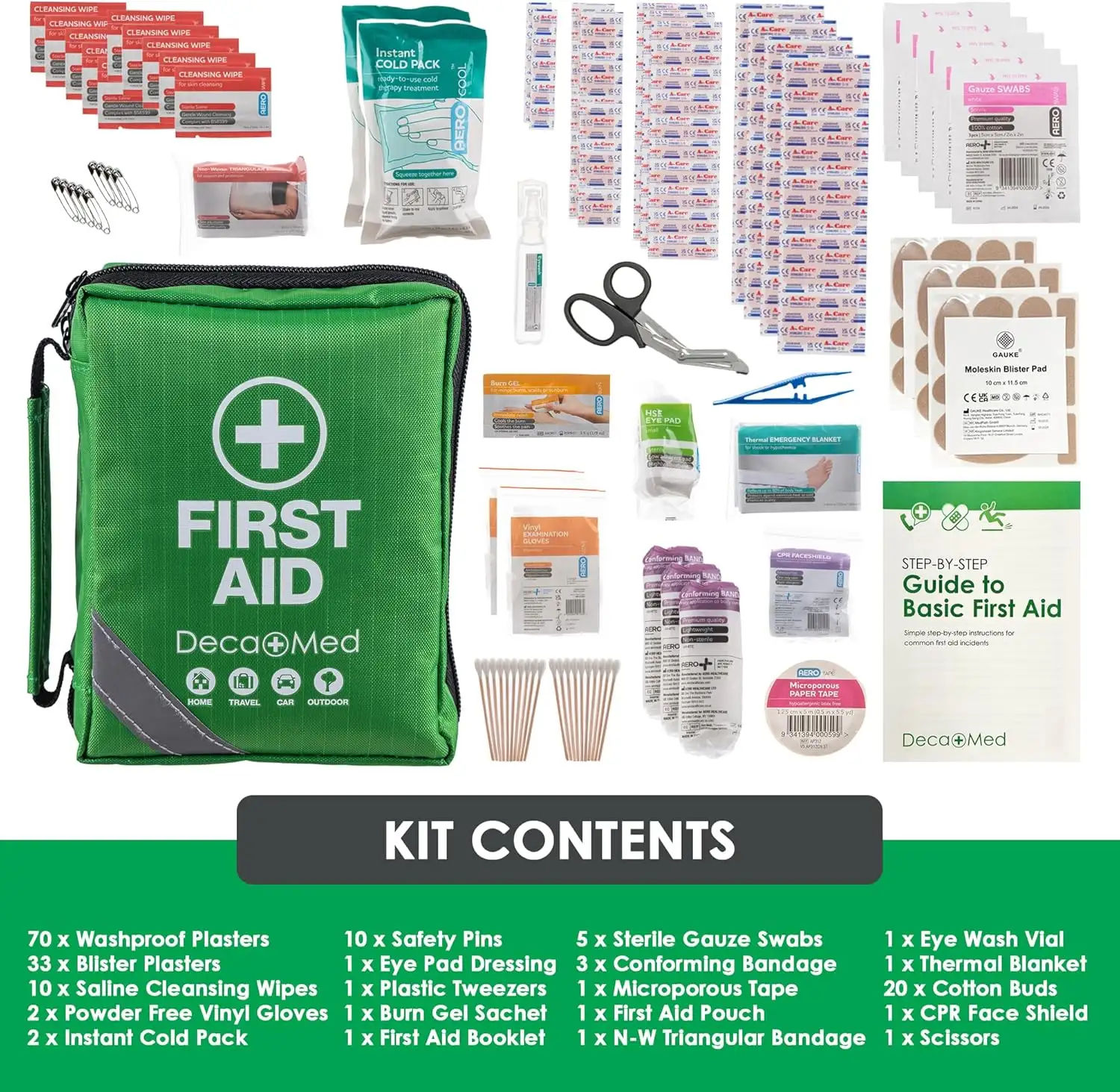 30+ Piece Waterproof First Aid Kit with Recyclable and Resealable Pouch | Safety Essentials for Outdoors, Camping, or When Travelling image 2