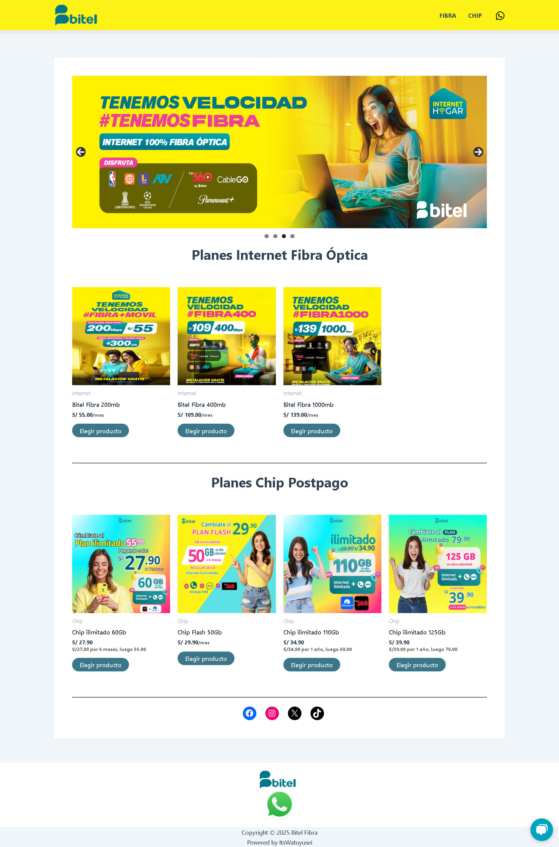 BitelFibra E-commerce Platform Screenshot