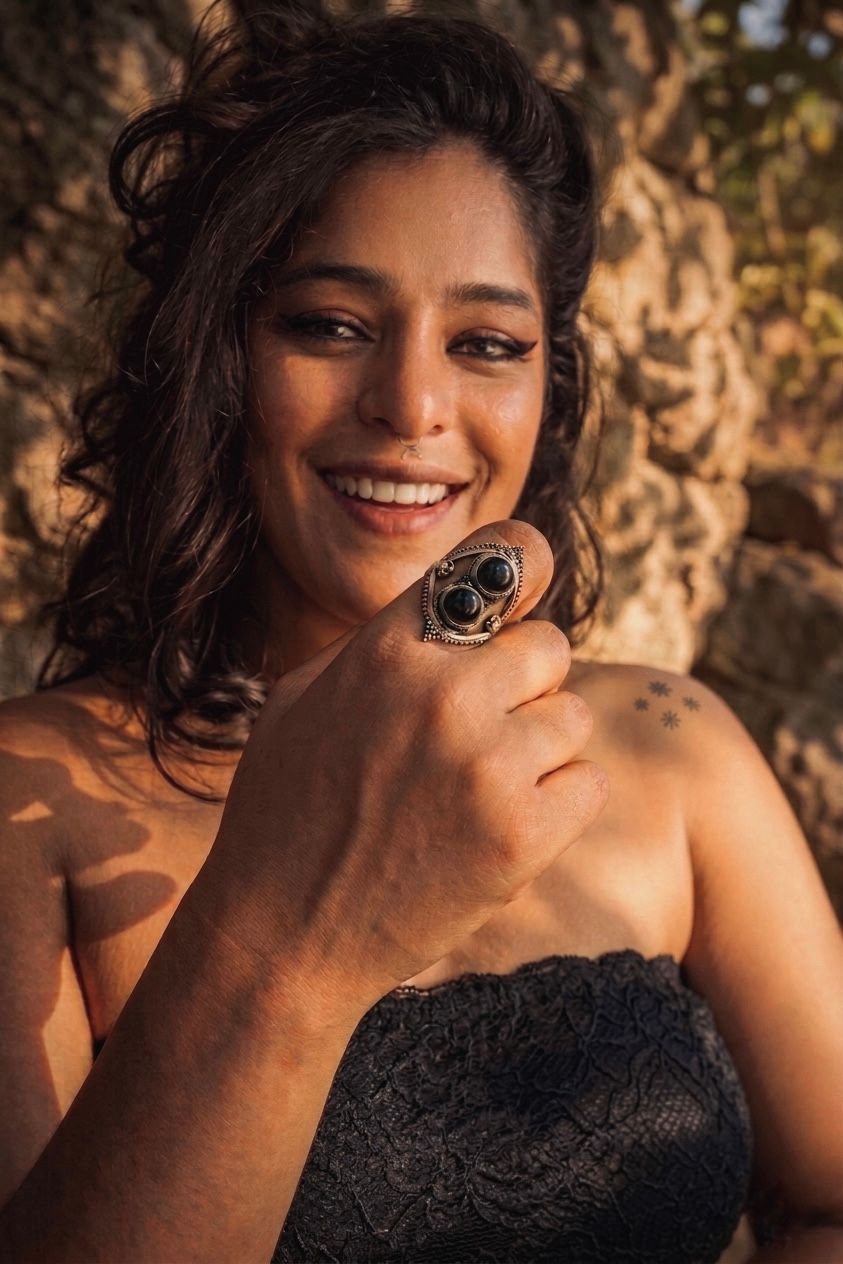 Onyx Twins — Alloy metal & Black onyx stones, rings — Jhōlâ