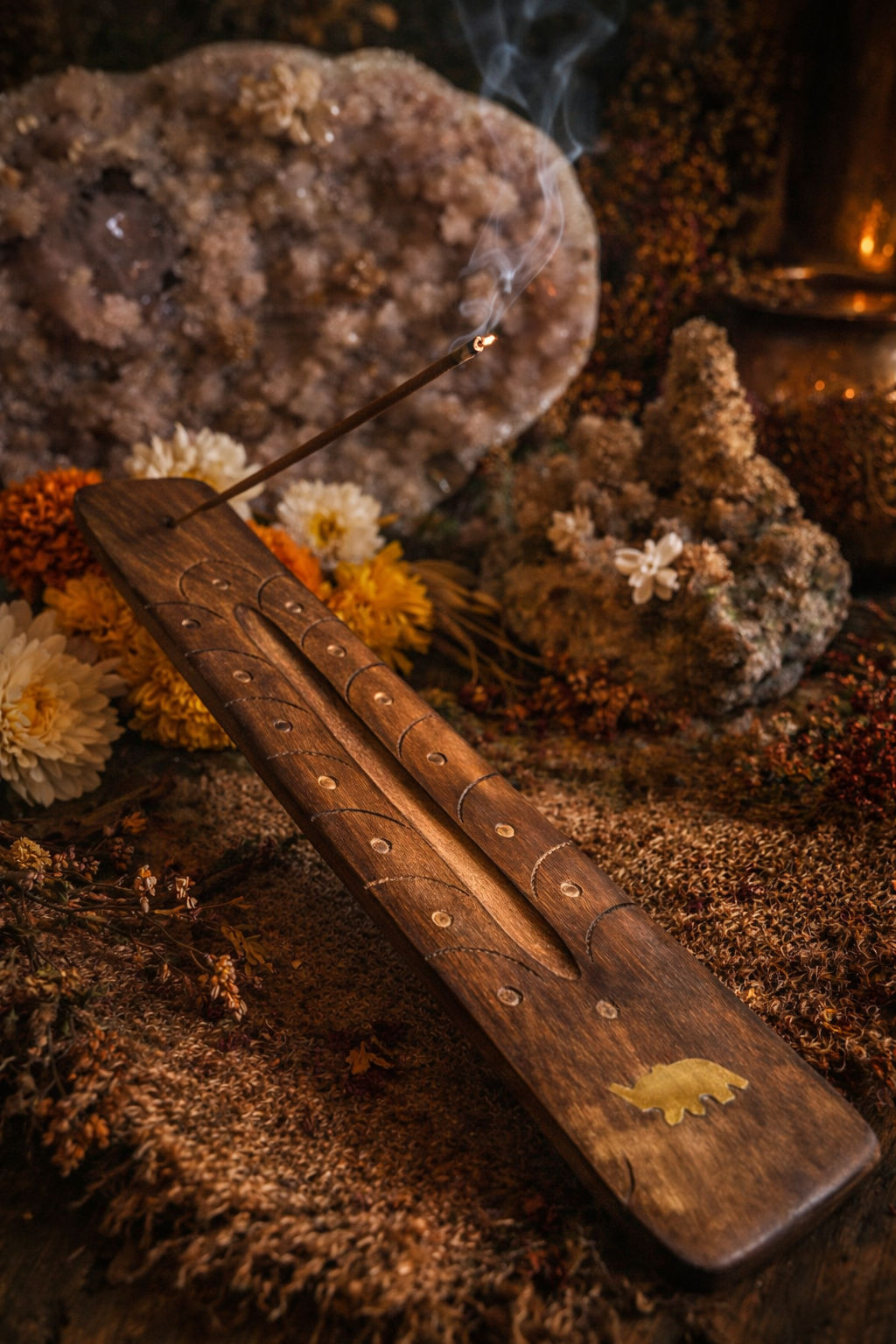 Rooted Ritual — Wooden Incense Holder — Natural Wood, Incense Holder — Jhōlâ