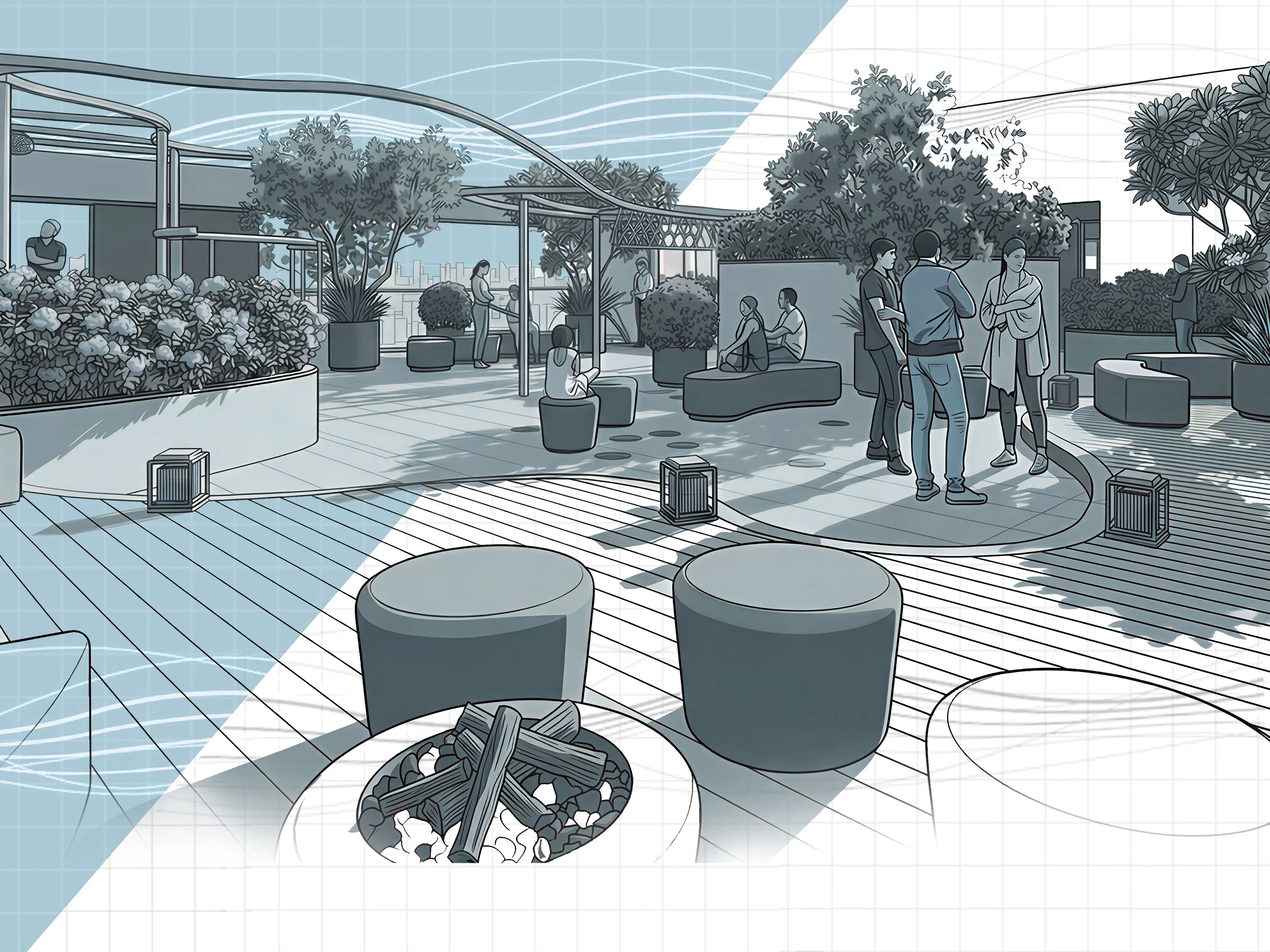 levvel 7, public landscape,amenities,  ahmedabad,gujarat