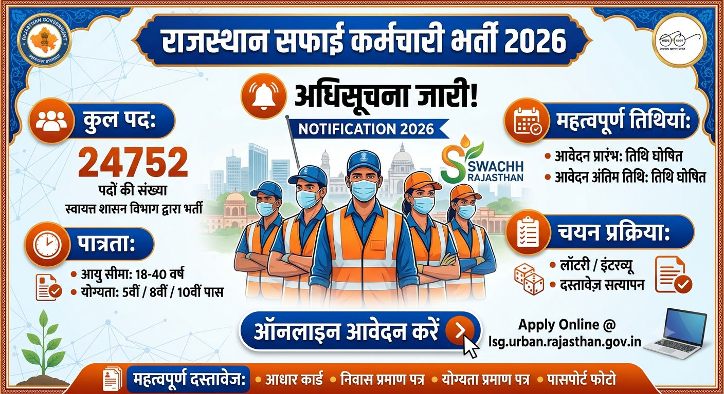 Rajasthan Safai Karmachari Bharti 2026 (24752 Posts) Notification & Online Form
