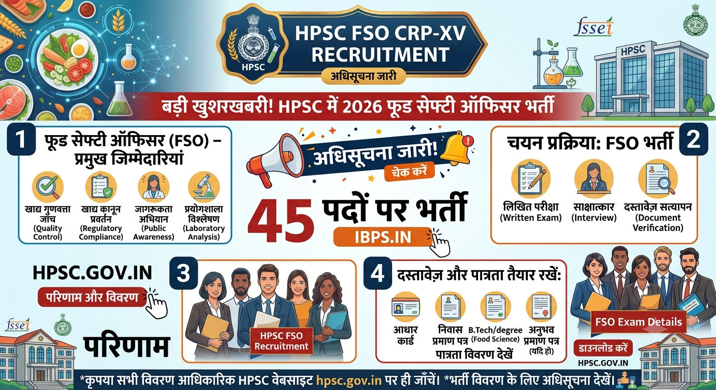 HPSC Food Safety Officer Recruitment 2026: 45 Posts Notification OUT, Apply Online