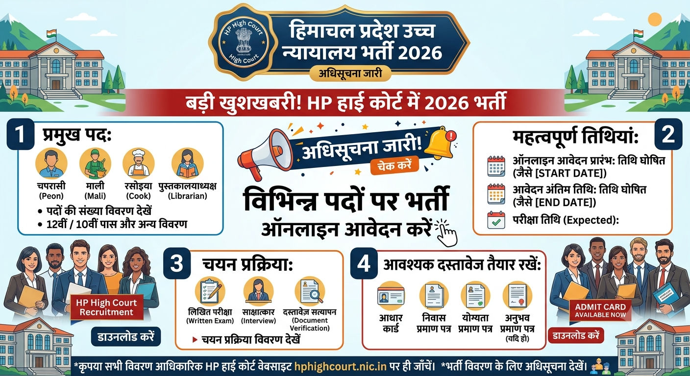 HP High Court Recruitment 2026: Notification OUT For Peon, Mali, Cook, Librarian Posts; Apply Online