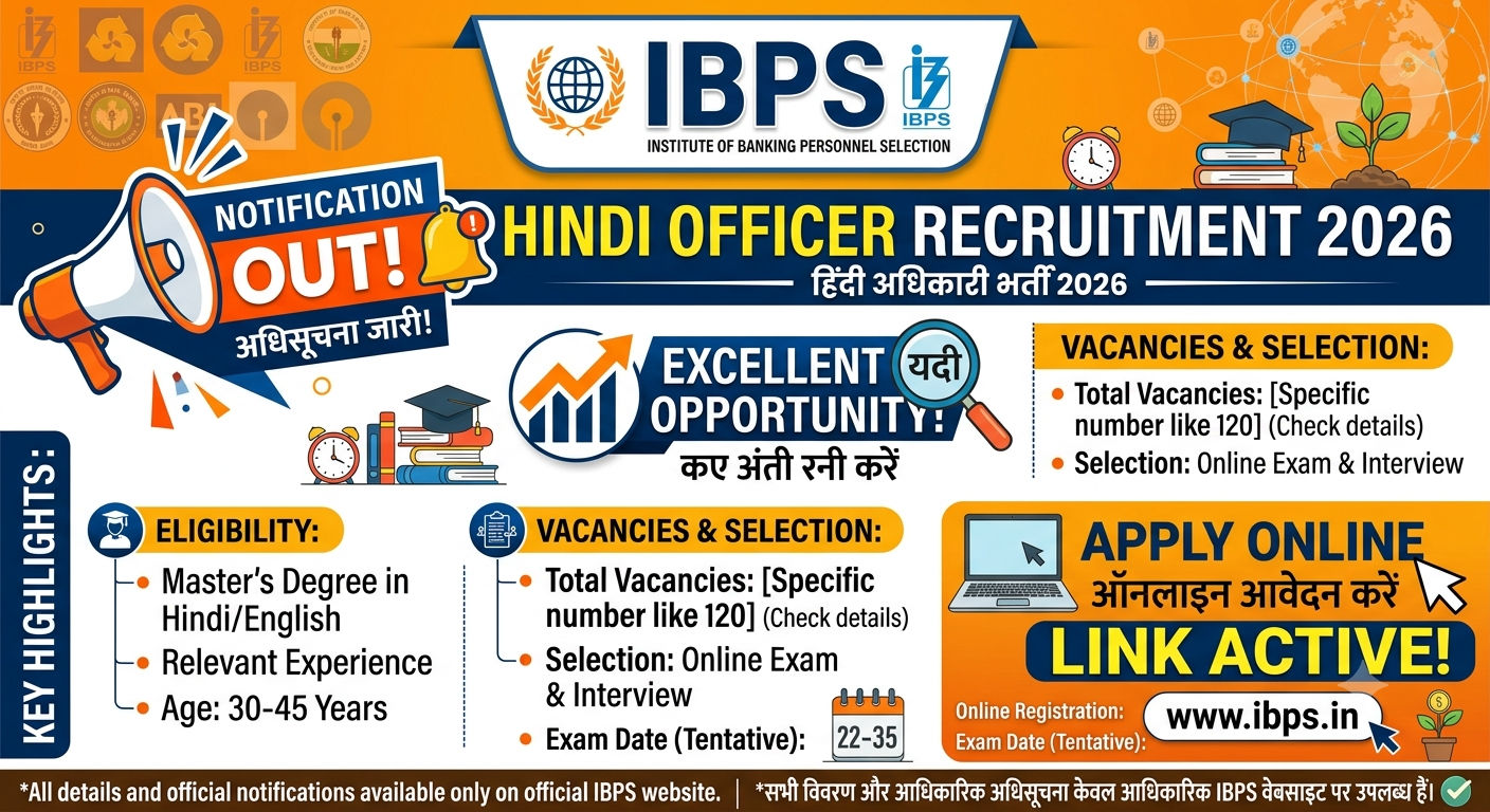 IBPS Hindi Officer Recruitment 2026 Notification OUT, Apply Online