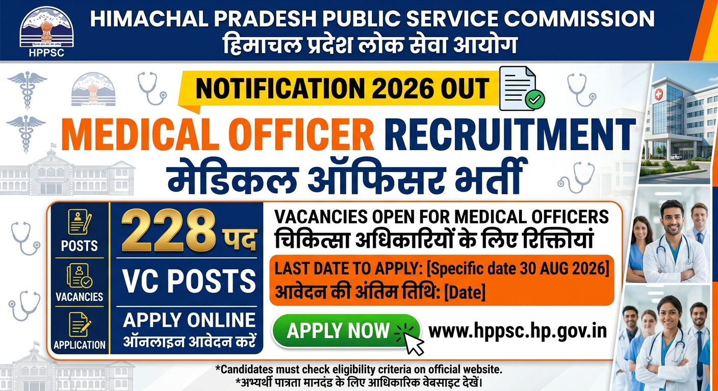 HPPSC Medical Officer Recruitment 2026 Notification OUT For 228 Posts, Apply Online