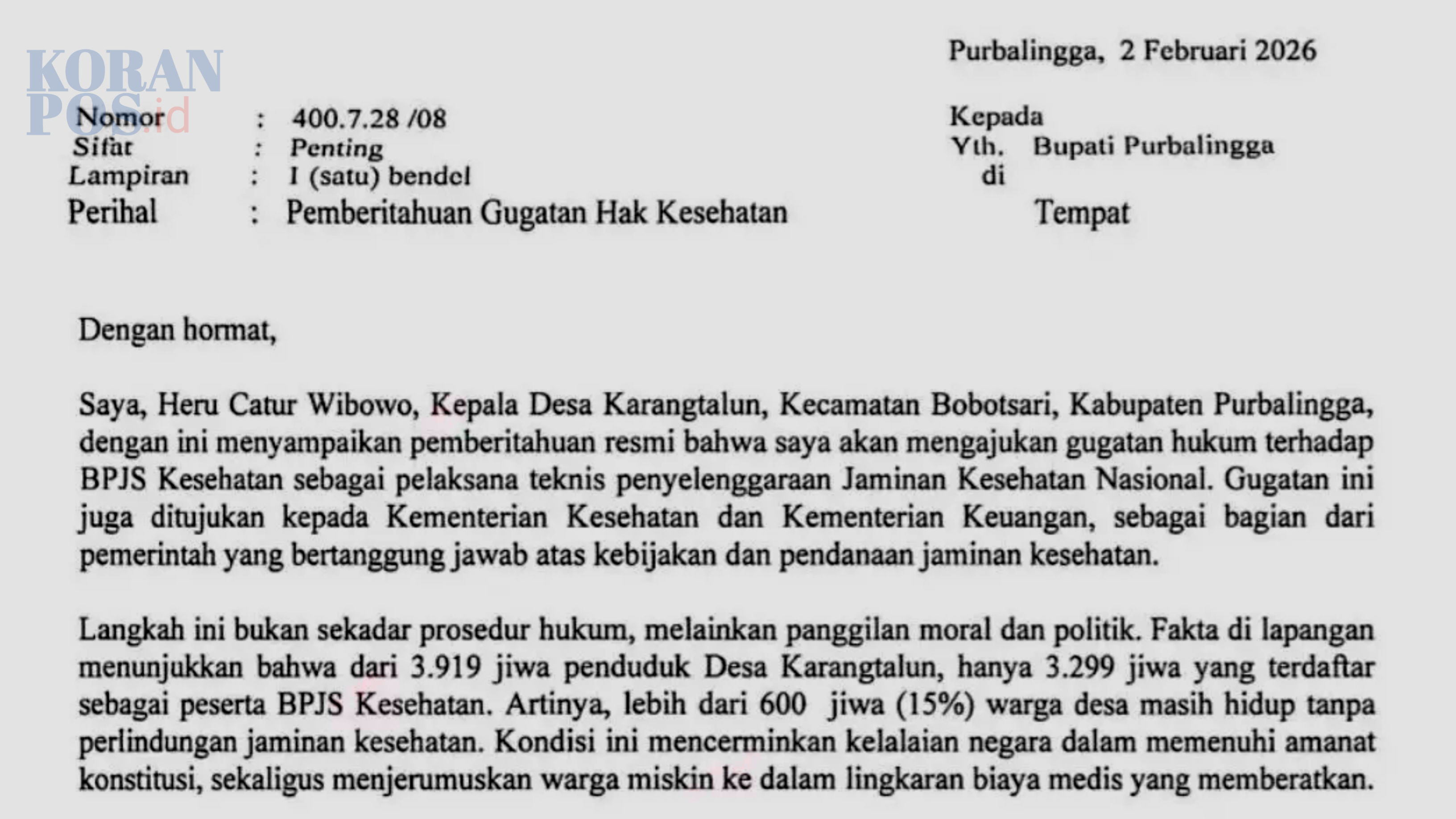 Gebrakan Berani Kades Karangtalun: Gugat BPJS Kesehatan hingga Kemenkeu Demi Nasib 600 Warga Tak Terlindungi
