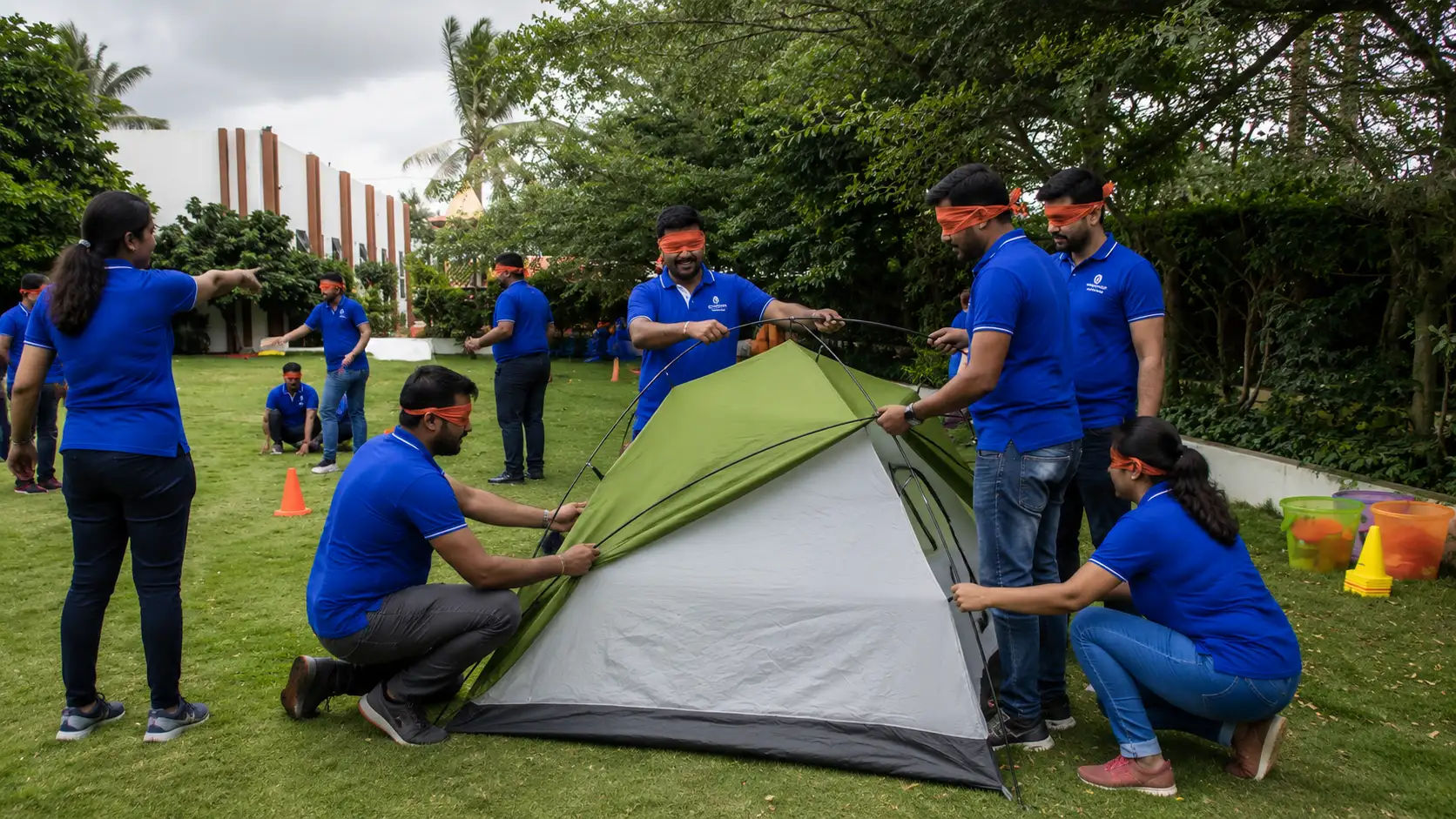 Blindfold Tent Pitching